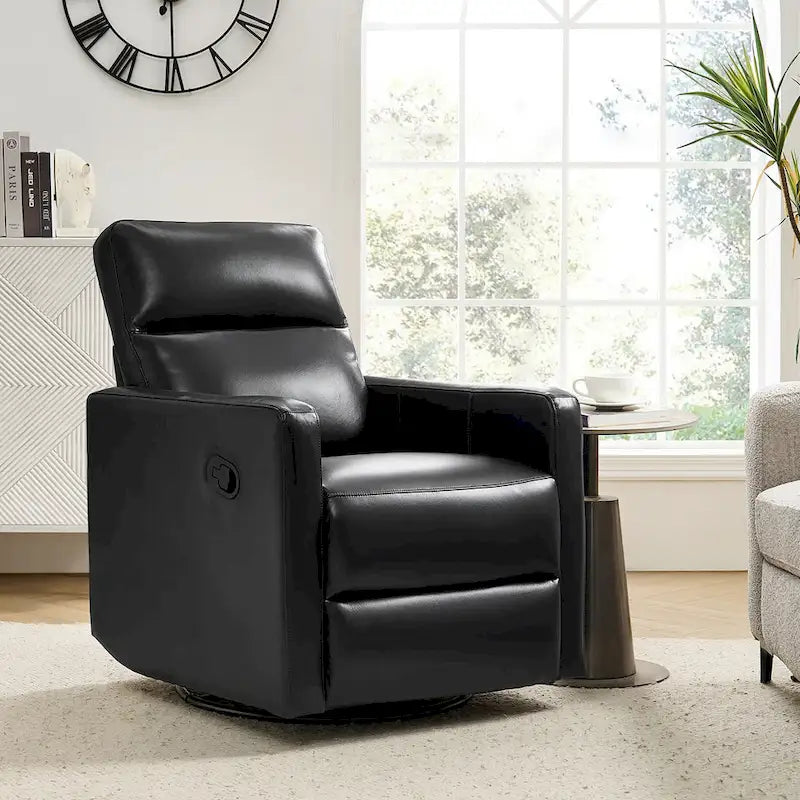 Fauteuil Inclinable Pivotant à Bascule Moderne Josefa en Cuir Véritable par Hulala Home
