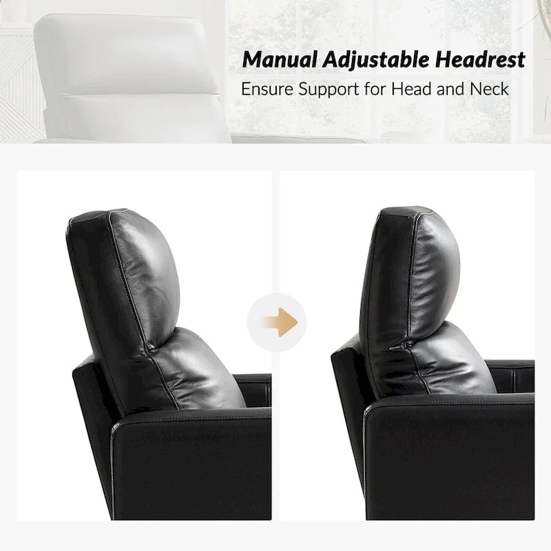Fauteuil Inclinable Pivotant à Bascule Moderne Josefa en Cuir Véritable par Hulala Home