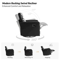Fauteuil Inclinable Pivotant à Bascule Moderne Josefa en Cuir Véritable par Hulala Home
