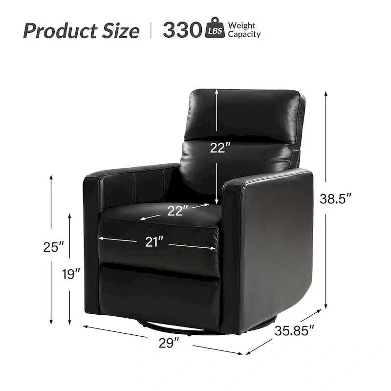 Fauteuil Inclinable Pivotant à Bascule Moderne Josefa en Cuir Véritable par Hulala Home