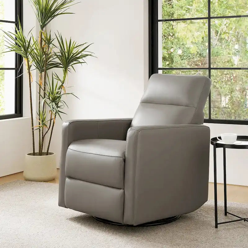 Fauteuil Inclinable Pivotant à Bascule Moderne Josefa en Cuir Véritable par Hulala Home