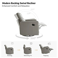 Fauteuil Inclinable Pivotant à Bascule Moderne Josefa en Cuir Véritable par Hulala Home