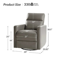 Fauteuil Inclinable Pivotant à Bascule Moderne Josefa en Cuir Véritable par Hulala Home