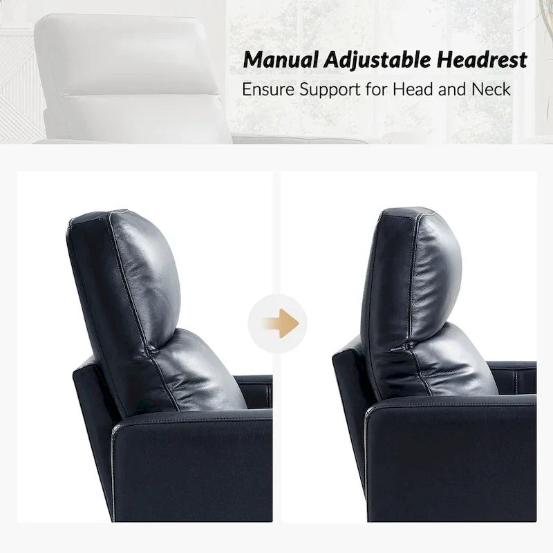 Fauteuil Inclinable Pivotant à Bascule Moderne Josefa en Cuir Véritable par Hulala Home