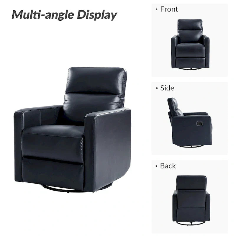 Fauteuil Inclinable Pivotant à Bascule Moderne Josefa en Cuir Véritable par Hulala Home