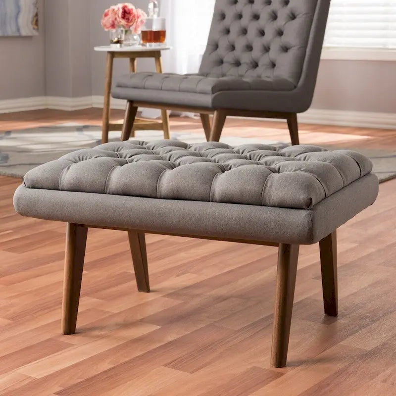 Ottoman rembourré du milieu du siècle par Baxton Studio