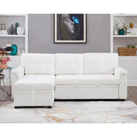 Canapé Sectionnel Réversible avec Lit Escamotable, Méridienne de Rangement Cachée, Pieds Durables
