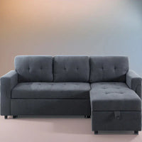 Canapé Sectionnel Réversible avec Lit Escamotable, Méridienne de Rangement Cachée, Pieds Durables