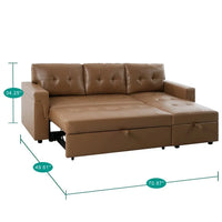 Canapé Sectionnel Réversible avec Lit Escamotable, Méridienne de Rangement Cachée, Pieds Durables
