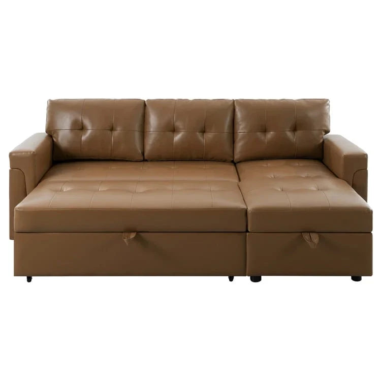 Canapé Sectionnel Réversible avec Lit Escamotable, Méridienne de Rangement Cachée, Pieds Durables