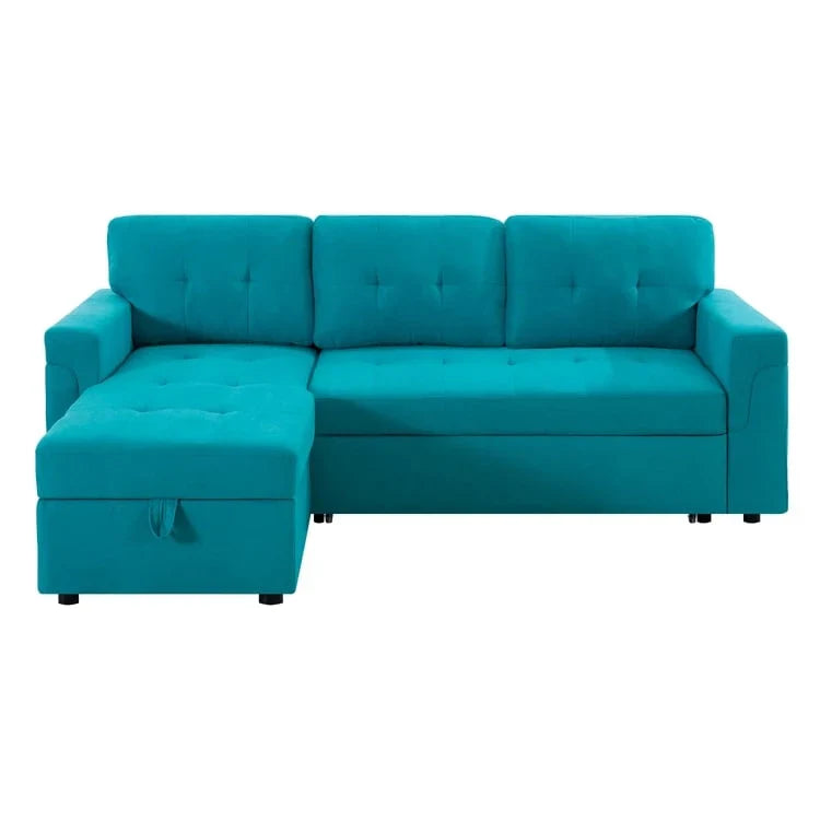 Canapé Sectionnel Réversible avec Lit Escamotable, Méridienne de Rangement Cachée, Pieds Durables