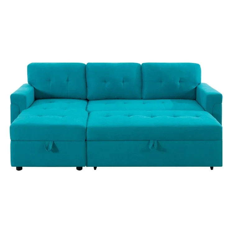 Canapé Sectionnel Réversible avec Lit Escamotable, Méridienne de Rangement Cachée, Pieds Durables