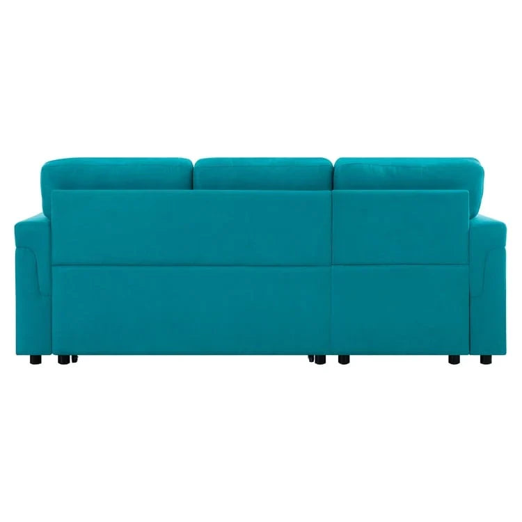 Canapé Sectionnel Réversible avec Lit Escamotable, Méridienne de Rangement Cachée, Pieds Durables