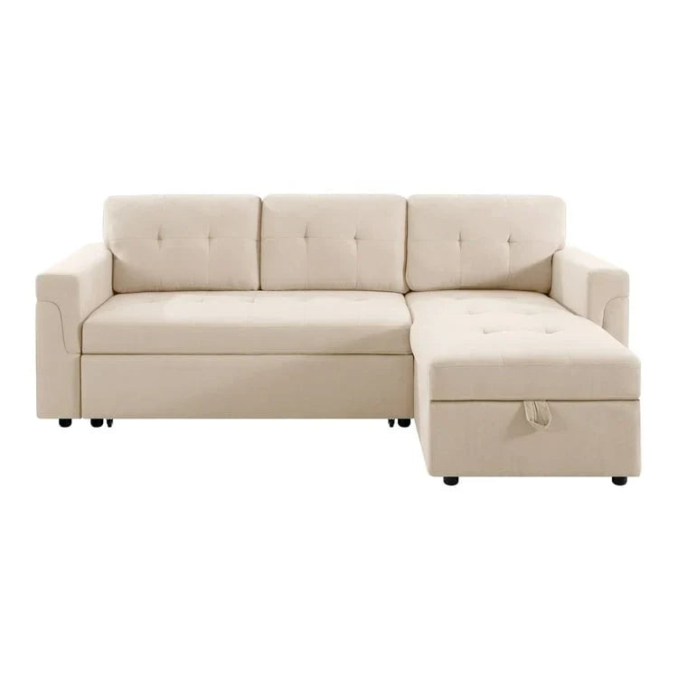 Canapé Sectionnel Réversible avec Lit Escamotable, Méridienne de Rangement Cachée, Pieds Durables