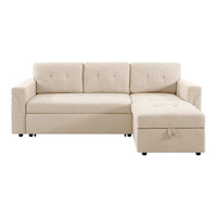 Canapé Sectionnel Réversible avec Lit Escamotable, Méridienne de Rangement Cachée, Pieds Durables