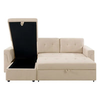 Canapé Sectionnel Réversible avec Lit Escamotable, Méridienne de Rangement Cachée, Pieds Durables