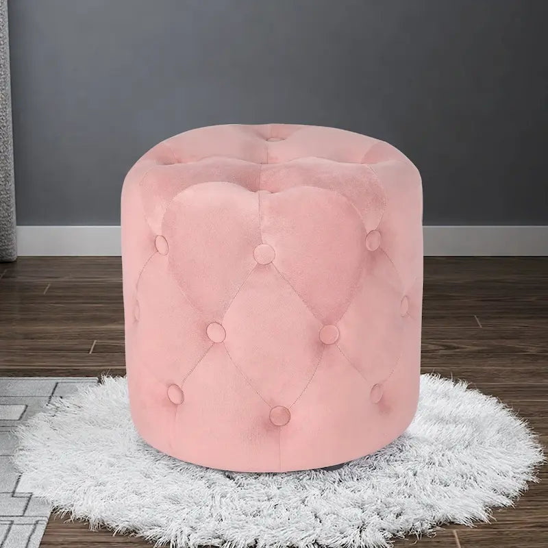 Pouf rond touffeté Adeco - Repose-pieds en tissu
