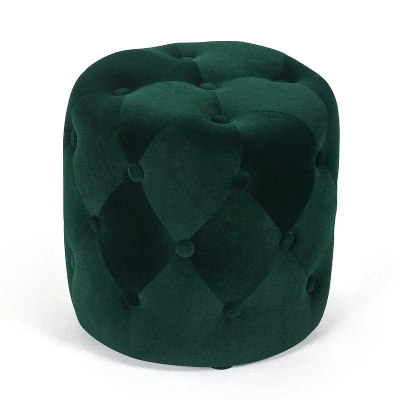 Pouf rond touffeté Adeco - Repose-pieds en tissu