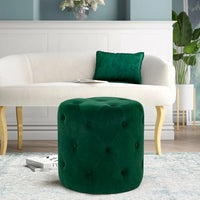 Pouf rond touffeté Adeco - Repose-pieds en tissu
