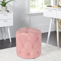 Pouf rond touffeté Adeco - Repose-pieds en tissu