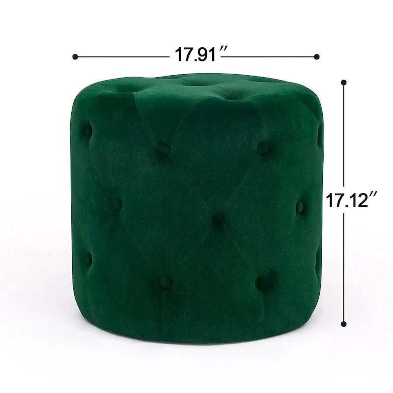 Pouf rond touffeté Adeco - Repose-pieds en tissu