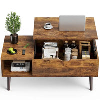 Tables basses relevables en bois avec rangement et compartiment secret