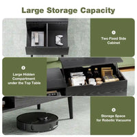 Tables basses relevables en bois avec rangement et compartiment secret