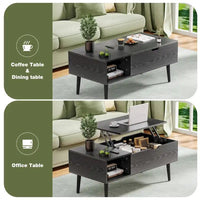 Tables basses relevables en bois avec rangement et compartiment secret