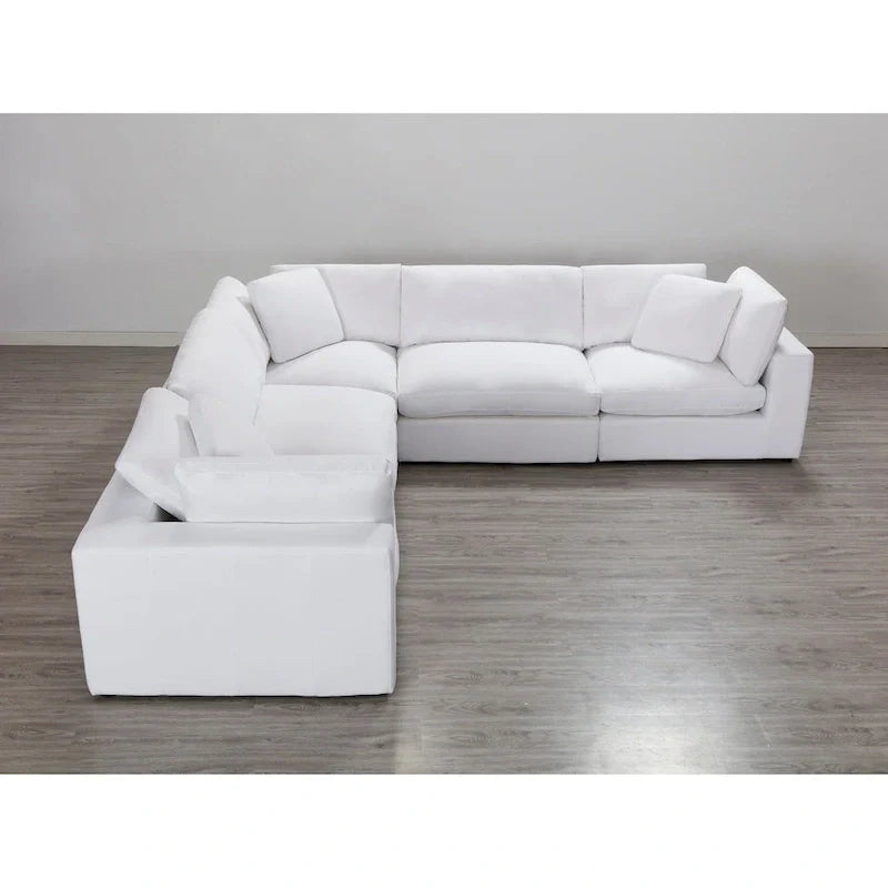 Canapé sectionnel modulaire 5 pièces contemporain garni de plumes Roundhill Furniture Rivas
