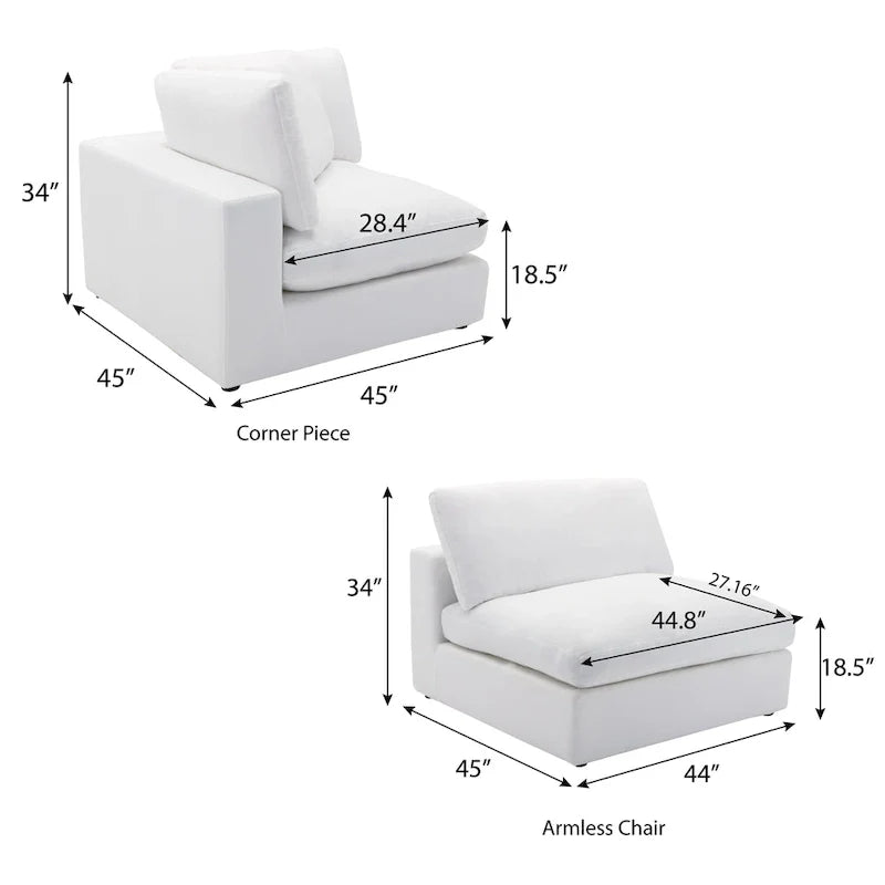 Canapé sectionnel modulaire 5 pièces contemporain garni de plumes Roundhill Furniture Rivas