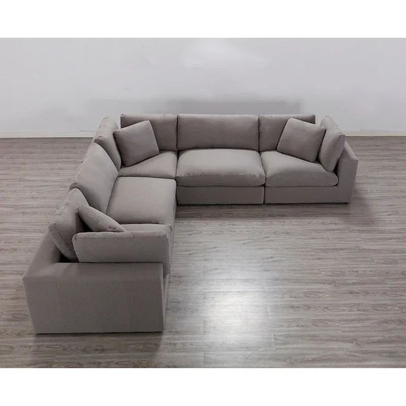 Canapé sectionnel modulaire 5 pièces contemporain garni de plumes Roundhill Furniture Rivas