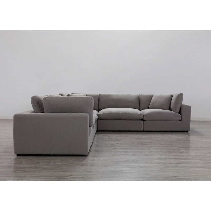 Canapé sectionnel modulaire 5 pièces contemporain garni de plumes Roundhill Furniture Rivas