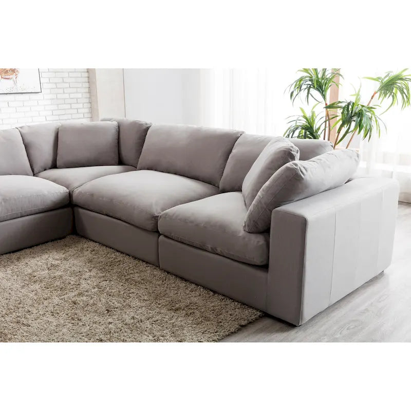 Canapé sectionnel modulaire 5 pièces contemporain garni de plumes Roundhill Furniture Rivas