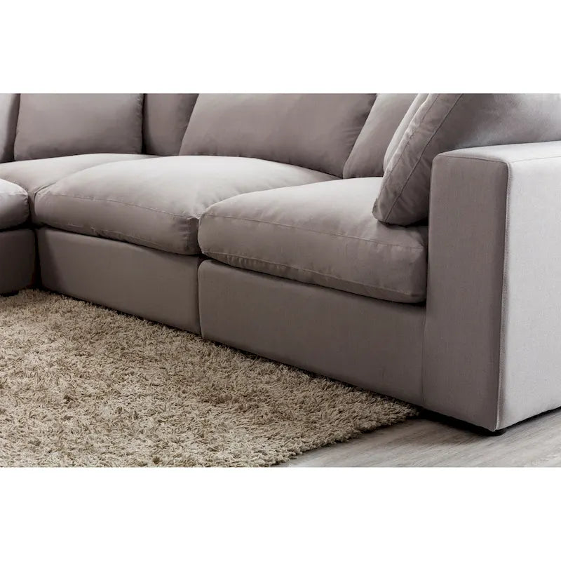 Canapé sectionnel modulaire 5 pièces contemporain garni de plumes Roundhill Furniture Rivas