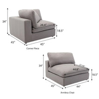Canapé sectionnel modulaire 5 pièces contemporain garni de plumes Roundhill Furniture Rivas