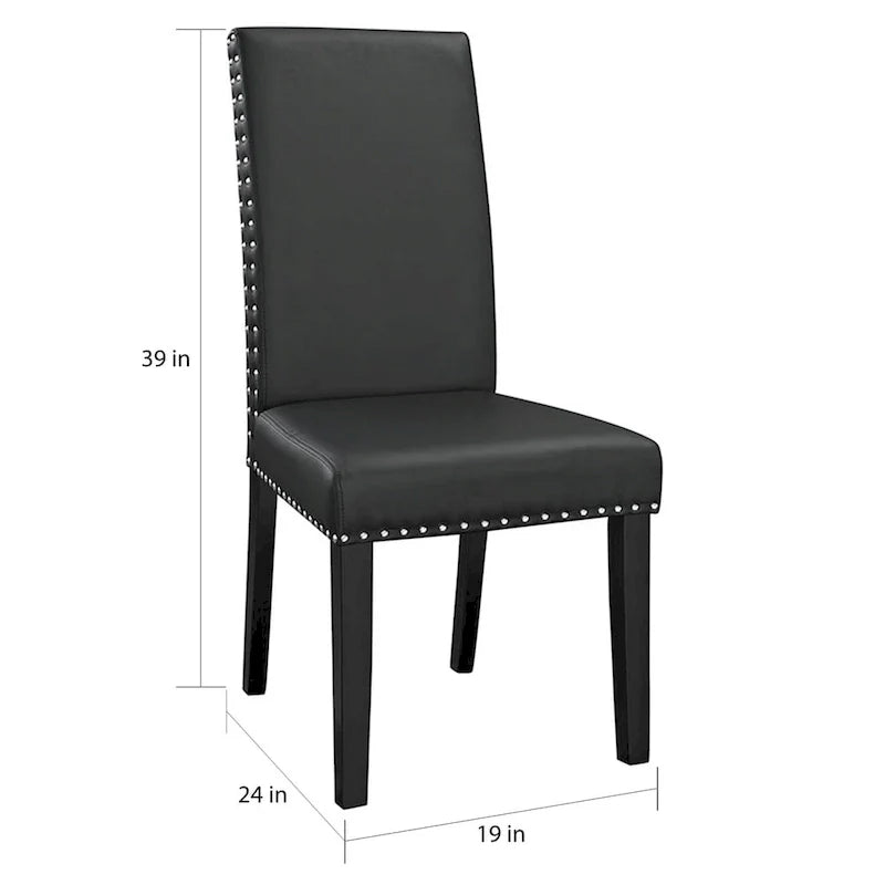 Chaise de salle à manger Parson noire Milton à clous décoratifs