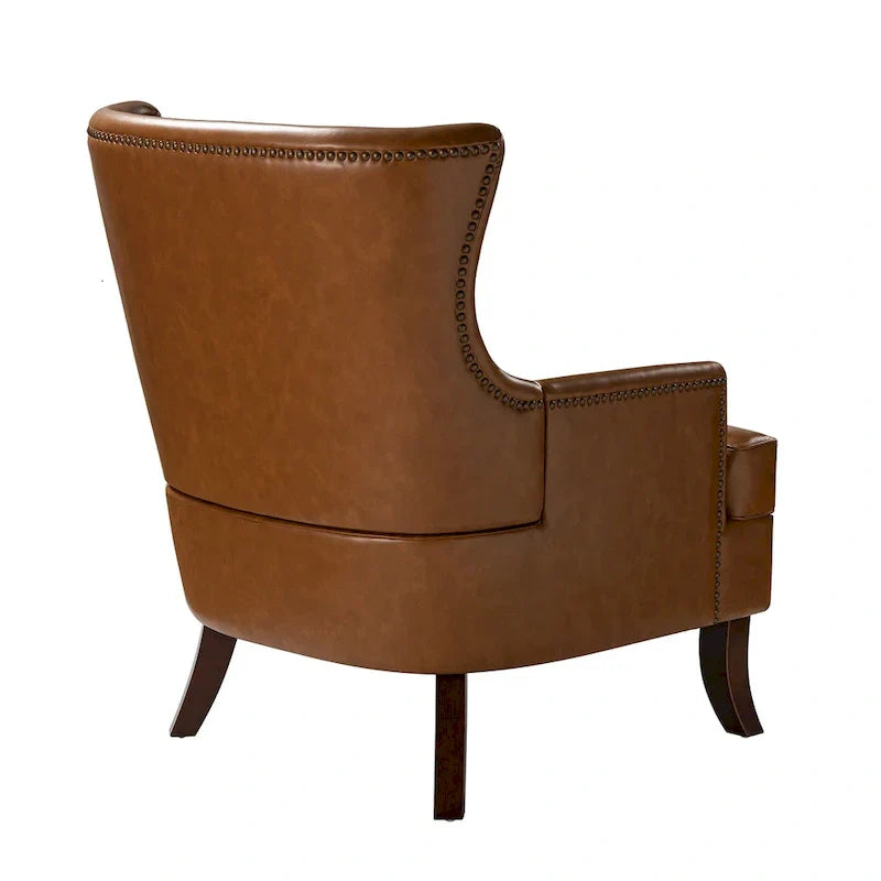 Fauteuil Angeles ergonomique en cuir végétalien de style moderne du milieu du siècle avec dossier à oreilles (lot de 2) par HULALA HOME