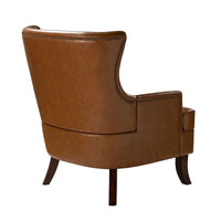 Fauteuil Angeles ergonomique en cuir végétalien de style moderne du milieu du siècle avec dossier à oreilles (lot de 2) par HULALA HOME