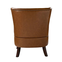 Fauteuil Angeles ergonomique en cuir végétalien de style moderne du milieu du siècle avec dossier à oreilles (lot de 2) par HULALA HOME