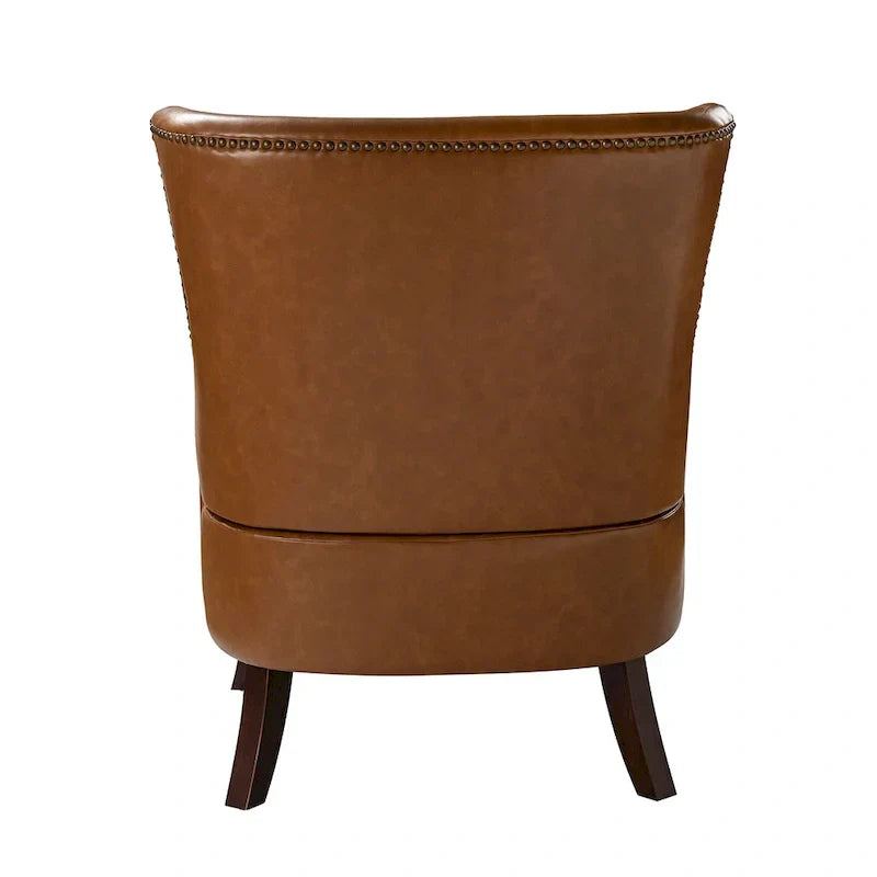 Fauteuil Angeles ergonomique en cuir végétalien de style moderne du milieu du siècle avec dossier à oreilles (lot de 2) par HULALA HOME