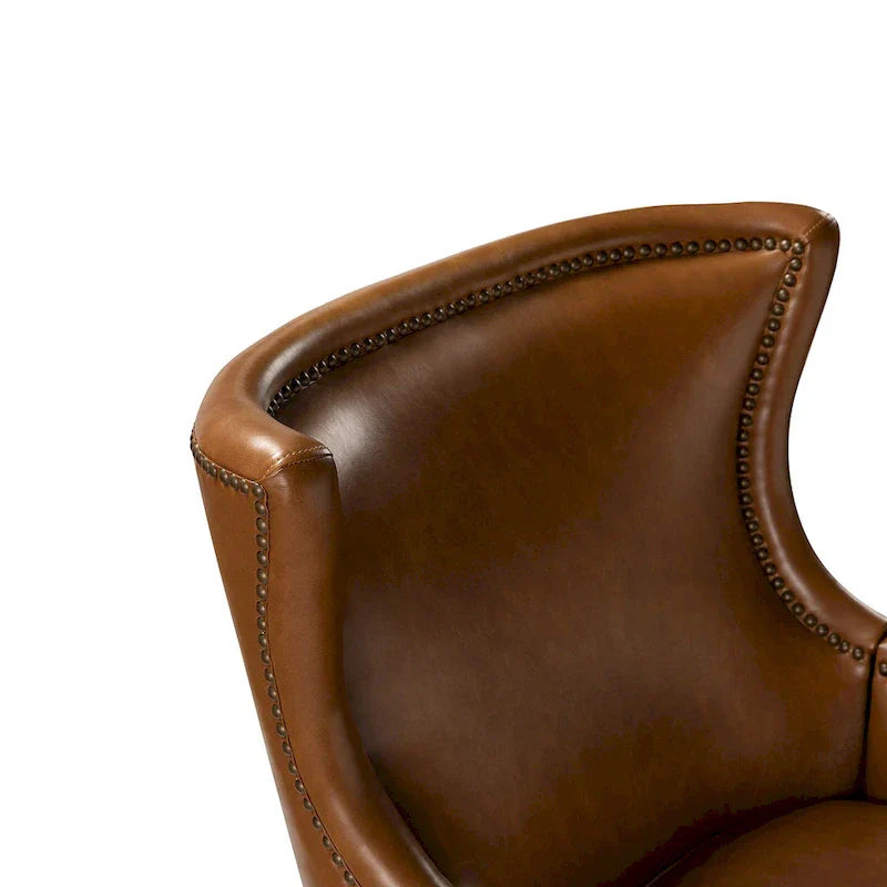 Fauteuil Angeles ergonomique en cuir végétalien de style moderne du milieu du siècle avec dossier à oreilles (lot de 2) par HULALA HOME