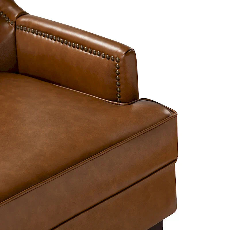 Fauteuil Angeles ergonomique en cuir végétalien de style moderne du milieu du siècle avec dossier à oreilles (lot de 2) par HULALA HOME
