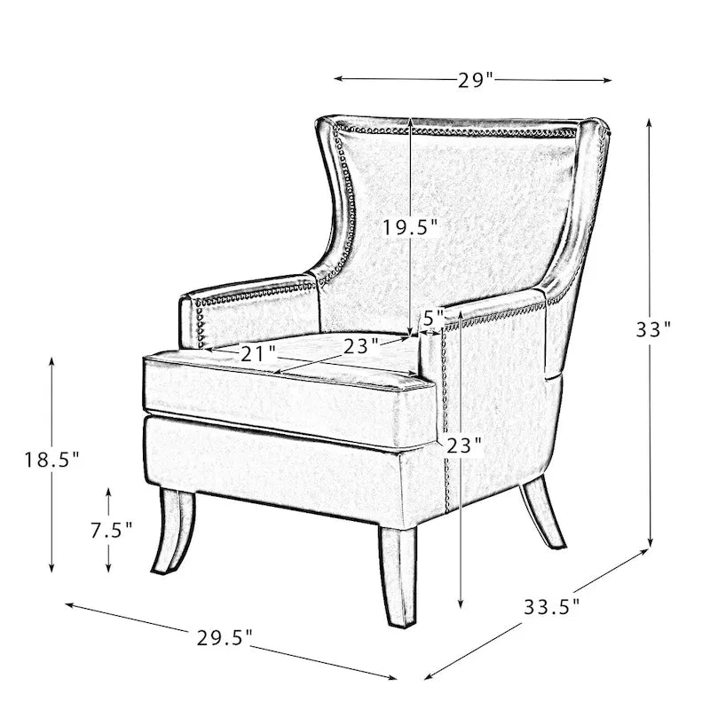 Fauteuil Angeles ergonomique en cuir végétalien de style moderne du milieu du siècle avec dossier à oreilles (lot de 2) par HULALA HOME