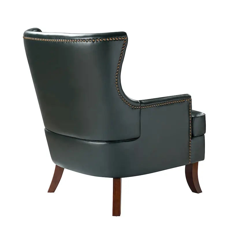 Fauteuil Angeles ergonomique en cuir végétalien de style moderne du milieu du siècle avec dossier à oreilles (lot de 2) par HULALA HOME