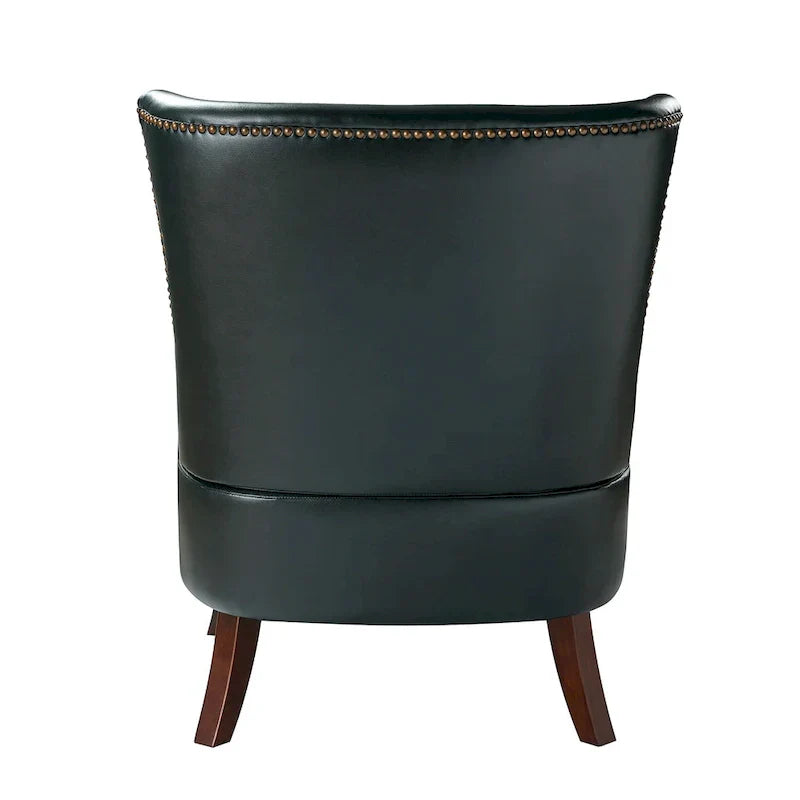 Fauteuil Angeles ergonomique en cuir végétalien de style moderne du milieu du siècle avec dossier à oreilles (lot de 2) par HULALA HOME