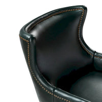 Fauteuil Angeles ergonomique en cuir végétalien de style moderne du milieu du siècle avec dossier à oreilles (lot de 2) par HULALA HOME