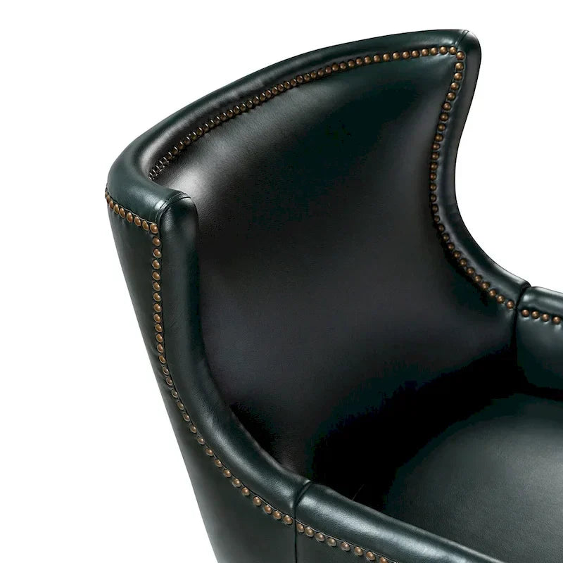 Fauteuil Angeles ergonomique en cuir végétalien de style moderne du milieu du siècle avec dossier à oreilles (lot de 2) par HULALA HOME