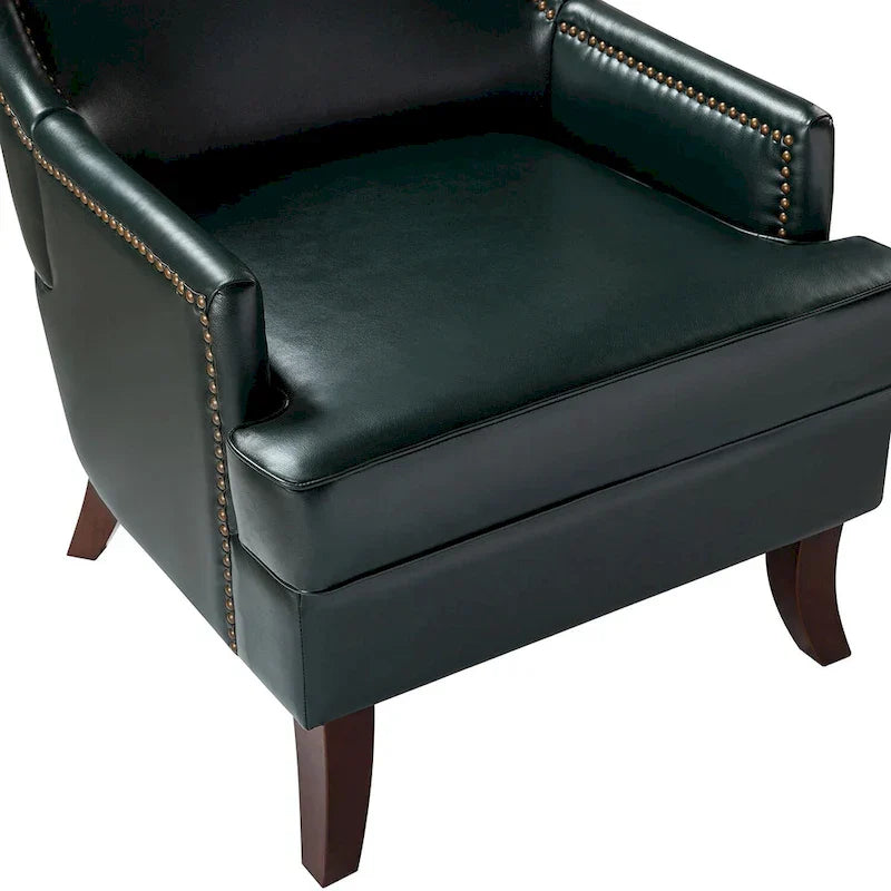 Fauteuil Angeles ergonomique en cuir végétalien de style moderne du milieu du siècle avec dossier à oreilles (lot de 2) par HULALA HOME