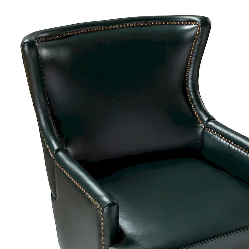 Fauteuil Angeles ergonomique en cuir végétalien de style moderne du milieu du siècle avec dossier à oreilles (lot de 2) par HULALA HOME