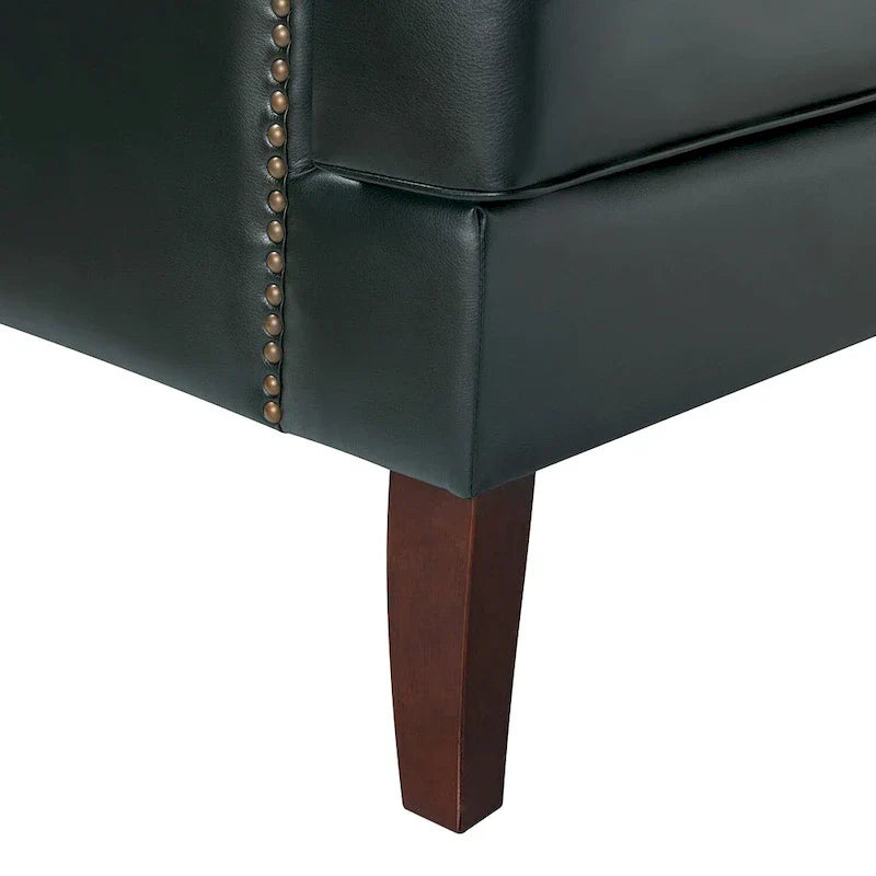 Fauteuil Angeles ergonomique en cuir végétalien de style moderne du milieu du siècle avec dossier à oreilles (lot de 2) par HULALA HOME